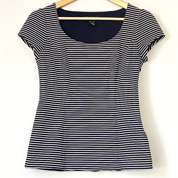 White House Black Market Tops - Black & White White House Black Market Striped Lined Cap Sleeve Top
